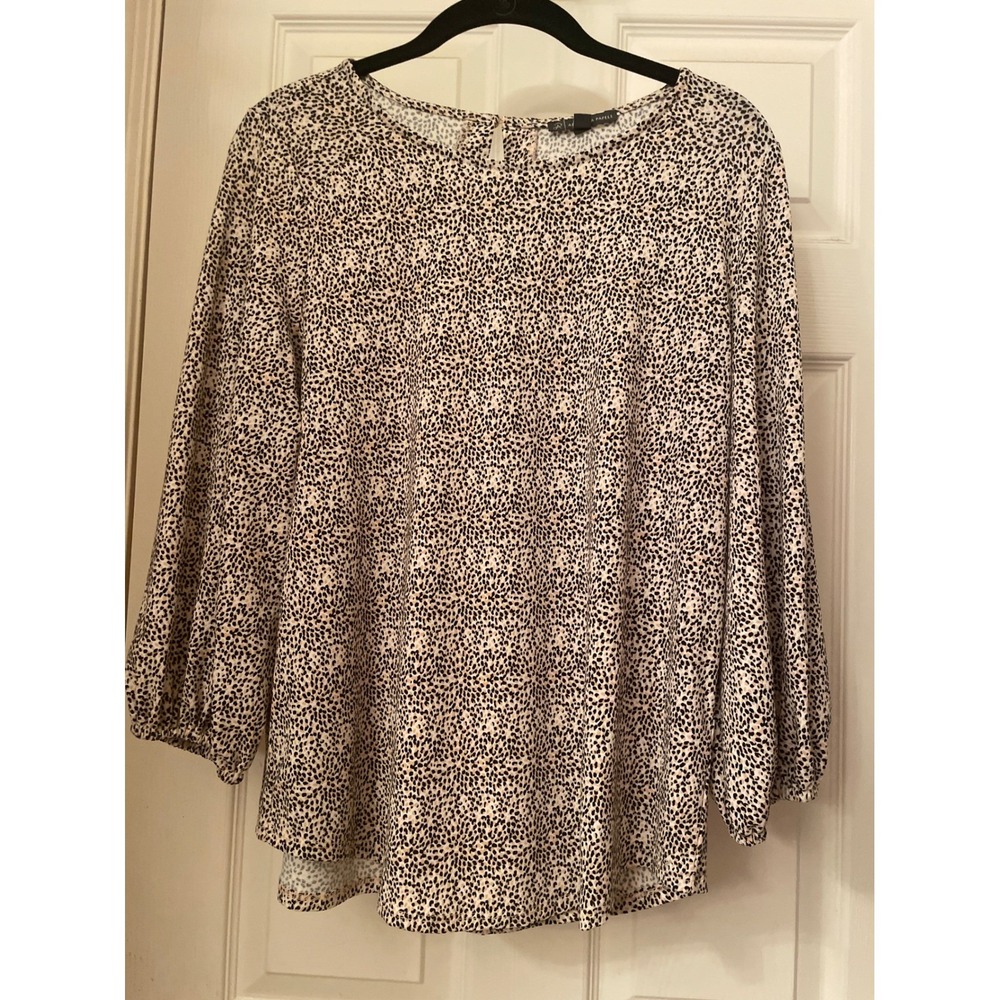 Adrianna Papell Womens Animal Print Balloon Sleeve Blouse AD1S300462 Tan Black M